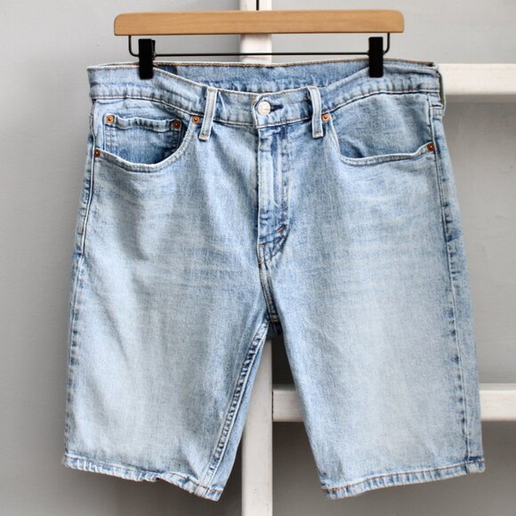 Levi's Men's 511 Light Blue Wash Denim High Waisted Dad Shorts 10" Inseam SZ 34 - Picture 1 of 4